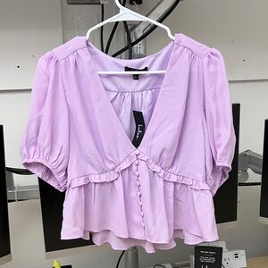 Lulu's Lavender Puff Sleeve Blouse